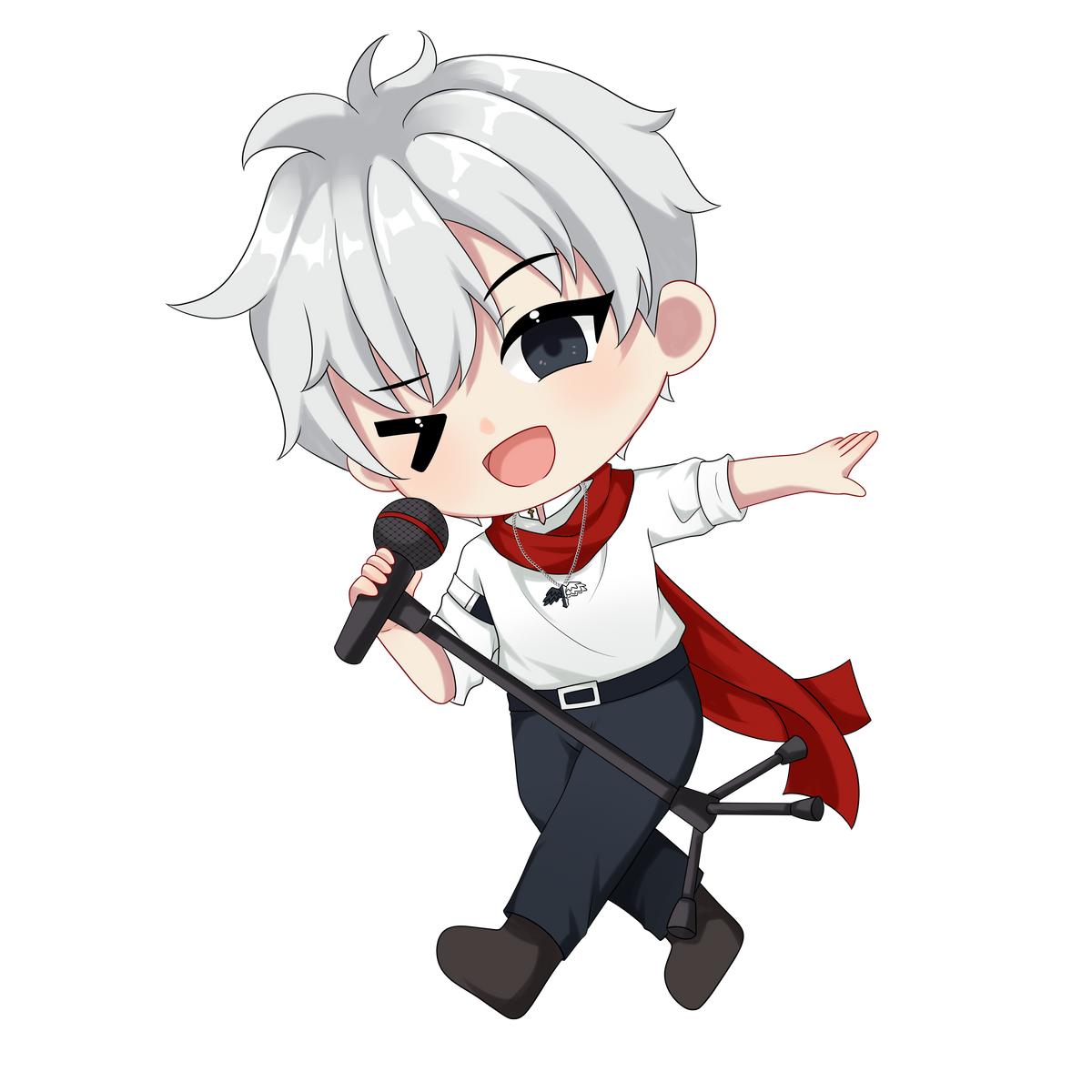 StarlitTunes chibi singing into a microphone