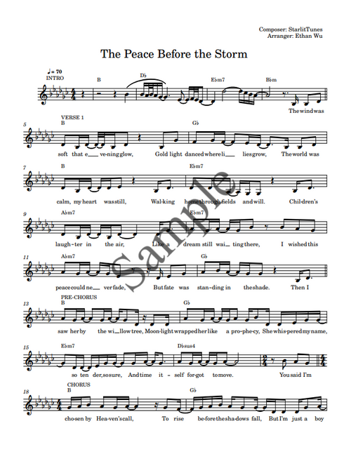 Chapter 1 Vocal Lead Sheet — "The Peace before the Storm"