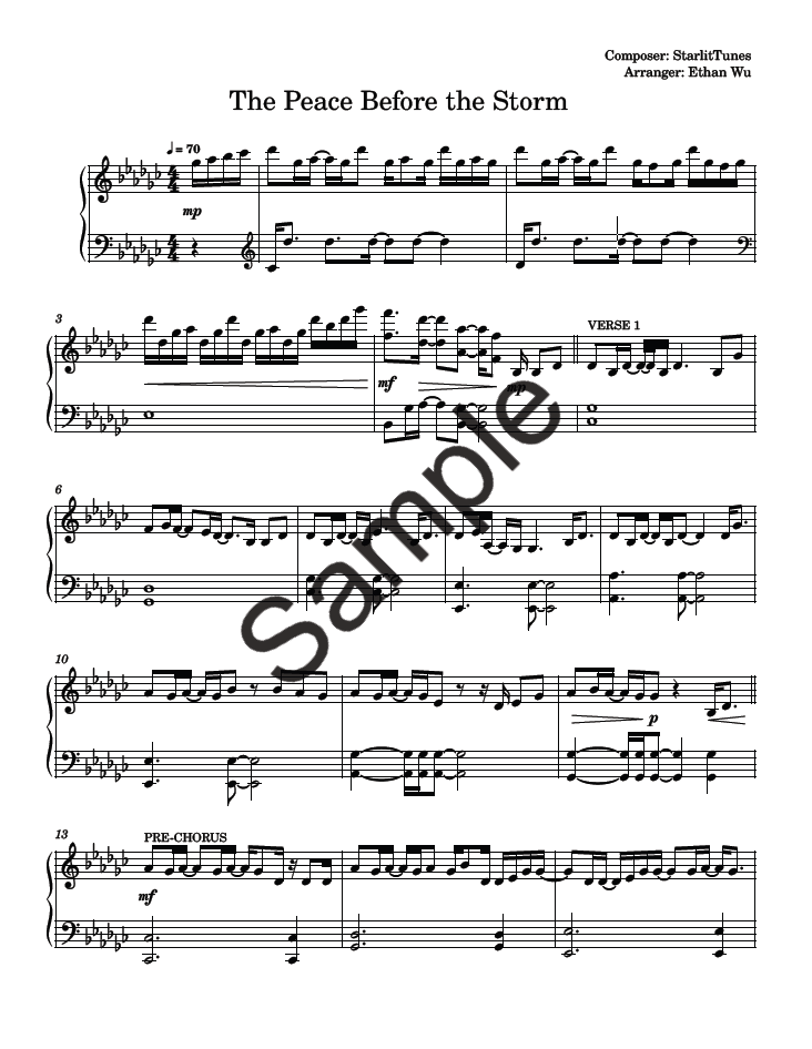 Chapter 1 Piano Sheet Music — "The Peace before the Storm"